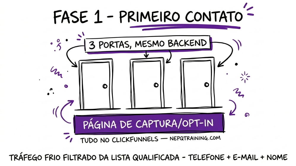 Primeiro Contato — 3 portas, mesmo backend