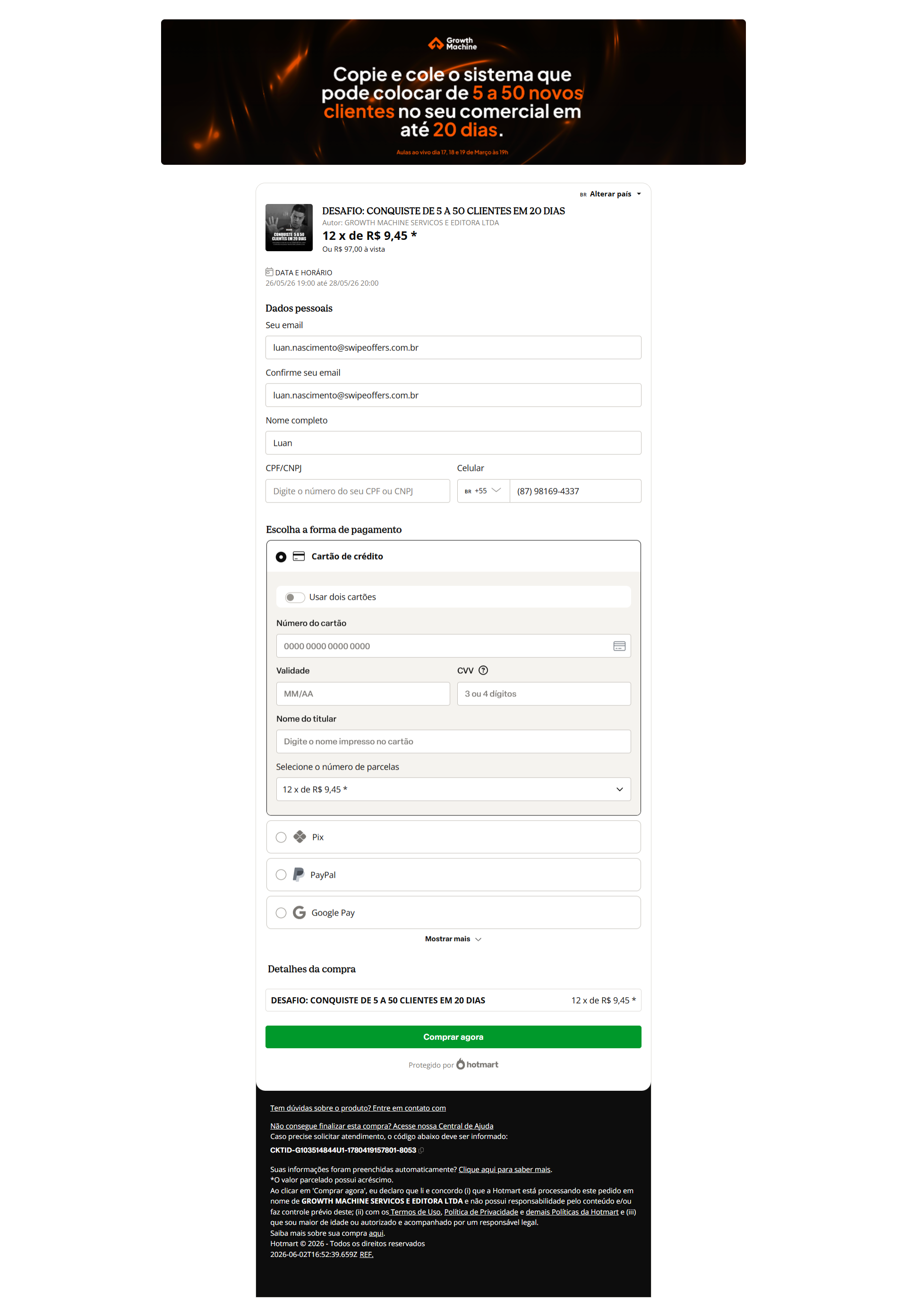 Checkout Hotmart R$97